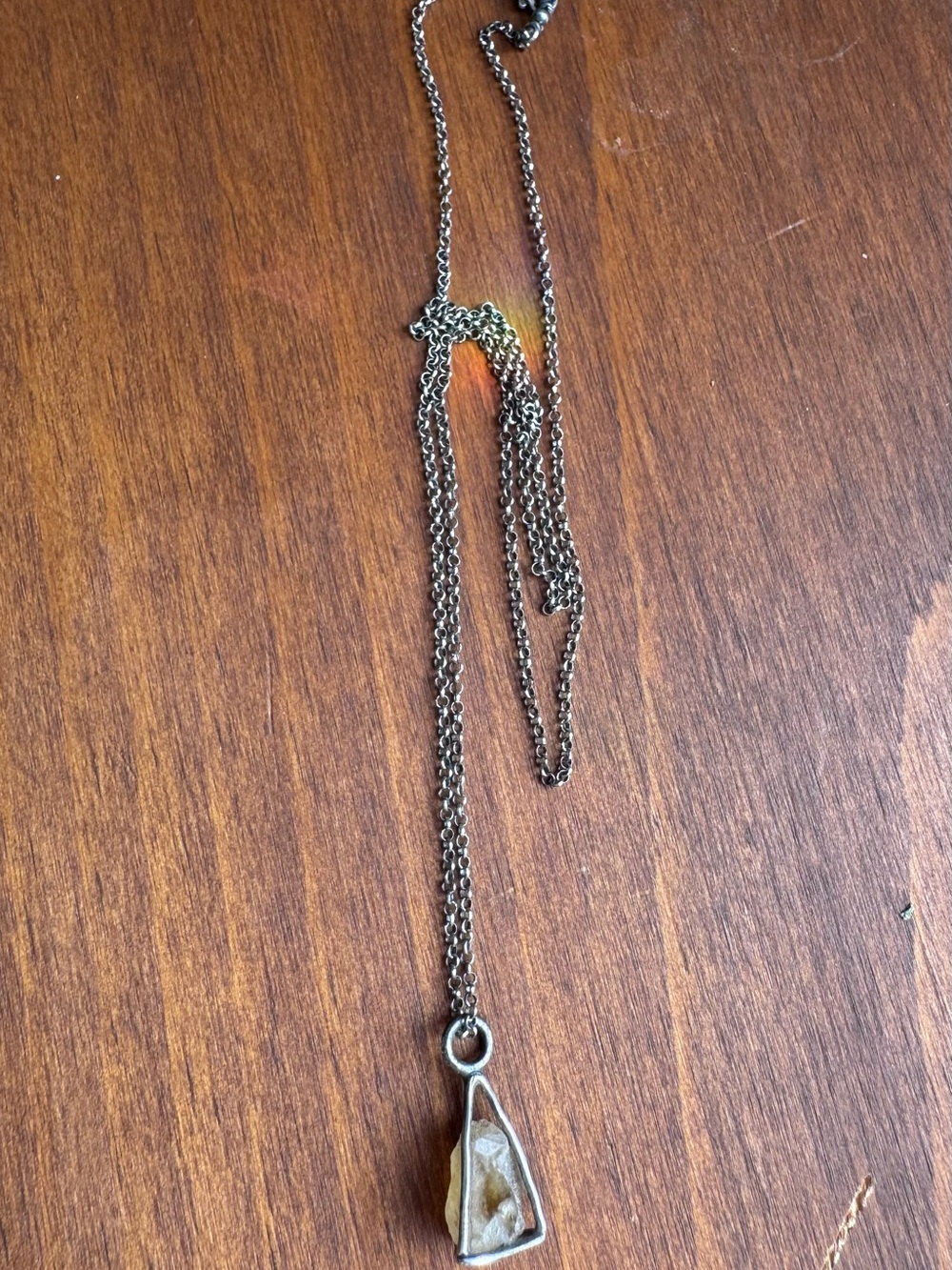 LithicDesign Raw Citrine Cage Necklace Oxidized Sterling Silver 18”